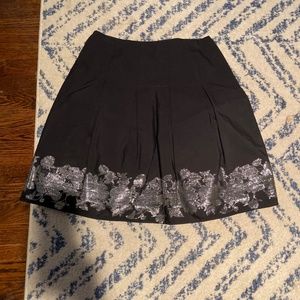 Tahari skirt, black with silver embroidery